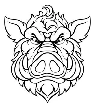 Boar Wild Hog Razorback Warthog Mascot Pig Cartoon Stock Illustration