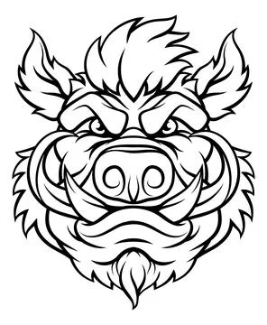 Boar Wild Hog Razorback Warthog Mascot Pig Cartoon Stock Illustration