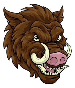 Boar Wild Hog Razorback Warthog Mascot Pig Cartoon Stock Illustration