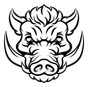 Boar Wild Hog Razorback Warthog Mascot Pig Cartoon Stock Illustration