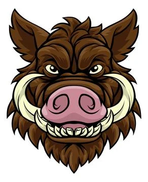 Boar Wild Hog Razorback Warthog Mascot Pig Cartoon Stock Illustration