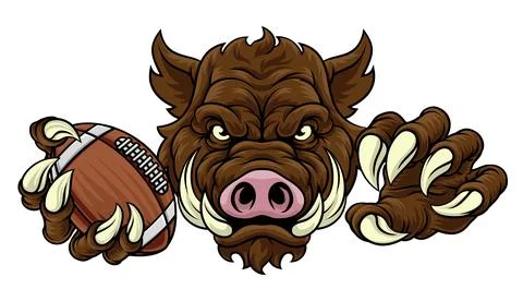 Boar Wild Hog Razorback Warthog Football Mascot Stock Illustration