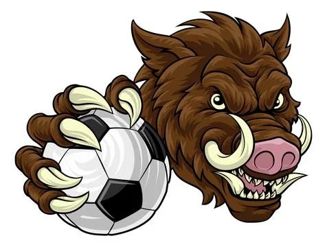 Boar Wild Hog Razorback Warthog Pig Soccer Mascot Stock Illustration