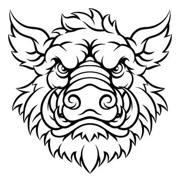 Boar Wild Hog Razorback Warthog Mascot Pig Cartoon Stock Illustration