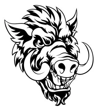 Boar Wild Hog Razorback Warthog Mascot Pig Cartoon Stock Illustration