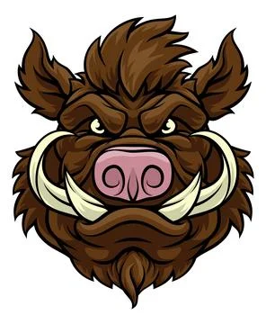 Boar Wild Hog Razorback Warthog Mascot Pig Cartoon Stock Illustration