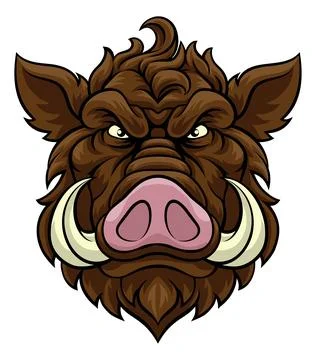 Boar Wild Hog Razorback Warthog Mascot Pig Cartoon Stock Illustration