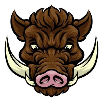 Boar Wild Hog Razorback Warthog Mascot Pig Cartoon Stock Illustration