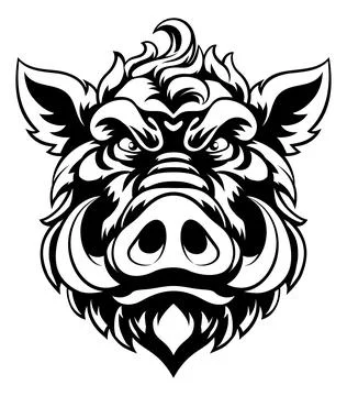 Boar Wild Hog Razorback Warthog Mascot Pig Cartoon Stock Illustration