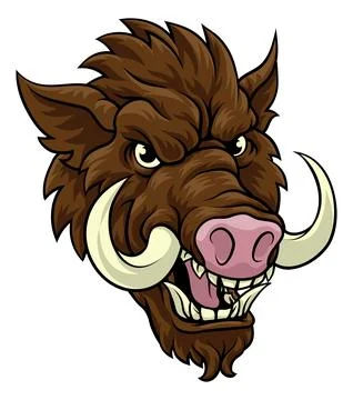 Boar Wild Hog Razorback Warthog Mascot Pig Cartoon Stock Illustration