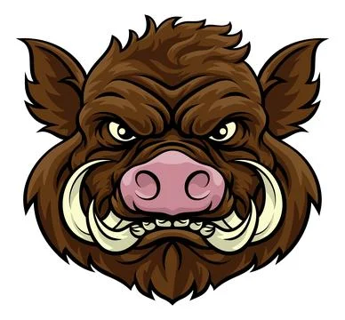 Boar Wild Hog Razorback Warthog Mascot Pig Cartoon Stock Illustration