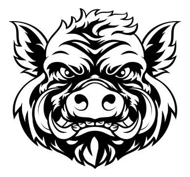 Boar Wild Hog Razorback Warthog Mascot Pig Cartoon イラスト素材
