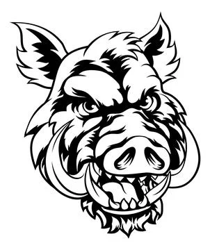 Boar Wild Hog Razorback Warthog Mascot Pig Cartoon Stock Illustration