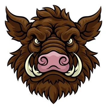 Boar Wild Hog Razorback Warthog Mascot Pig Cartoon Stock Illustration