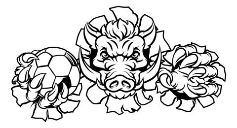 Boar Wild Hog Razorback Warthog Pig Soccer Mascot Stock Illustration