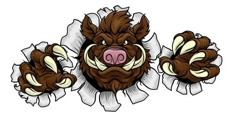 Boar Wild Hog Razorback Warthog Pig Sports Mascot Stock Illustration