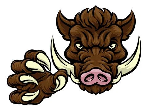 Boar Wild Hog Razorback Warthog Pig Sports Mascot Stock Illustration