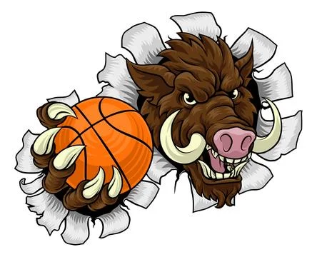 Boar Wild Hog Razorback Warthog Basketball Mascot Stock Illustration