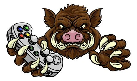 Boar Wild Hog Razorback Warthog Pig Gaming Mascot Stock Illustration