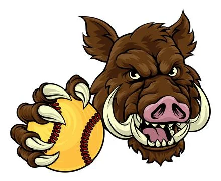 Boar Wild Hog Razorback Warthog Softball Mascot Stock Illustration