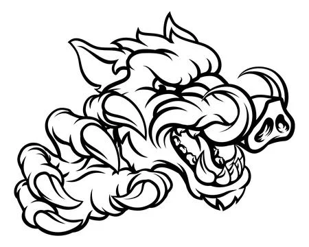 Boar Wild Hog Razorback Warthog Pig Sports Mascot Stock Illustration