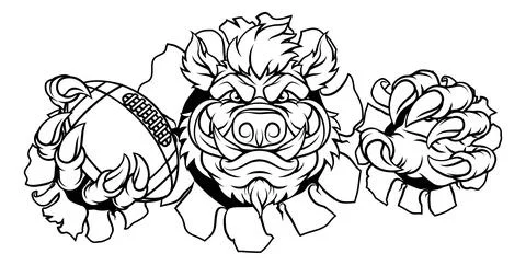Boar Wild Hog Razorback Warthog Football Mascot Stock Illustration