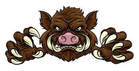 Boar Wild Hog Razorback Warthog Pig Sports Mascot Stock Illustration