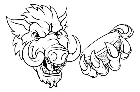 Boar Wild Hog Razorback Warthog Pig Hockey Mascot Stock Illustration