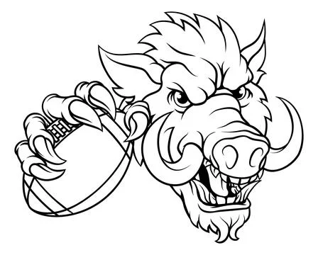 Boar Wild Hog Razorback Warthog Football Mascot Stock Illustration