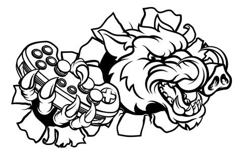 Boar Wild Hog Razorback Warthog Pig Gaming Mascot Stock Illustration
