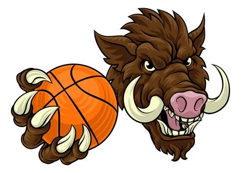 Boar Wild Hog Razorback Warthog Basketball Mascot Stock Illustration