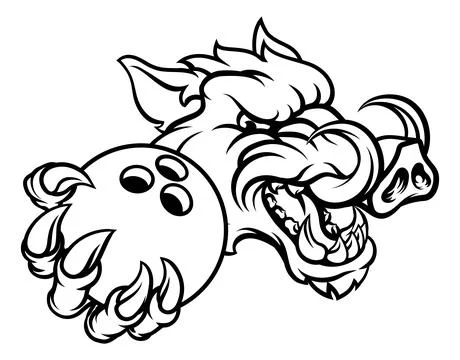 Boar Wild Hog Razorback Warthog Pig Bowling Mascot Stock Illustration
