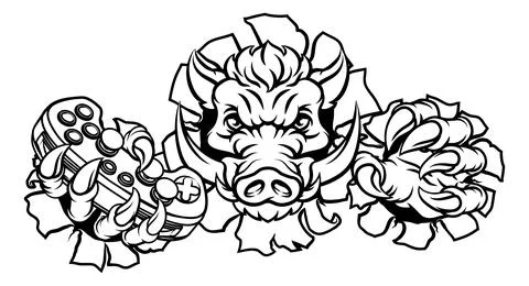 Boar Wild Hog Razorback Warthog Pig Gaming Mascot Stock Illustration