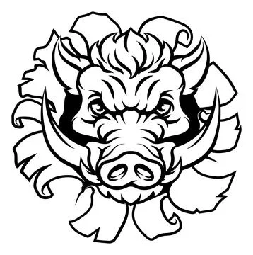 Boar Wild Hog Razorback Warthog Pig Sports Mascot Stock Illustration