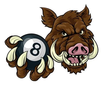 Boar Wild Hog Razorback Warthog Pig Pool Mascot Stock Illustration