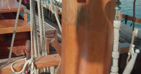 On board an ancient sailing ship  Stock Footage 142804230