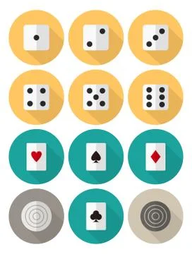 Board and card games vector flat icon set Stock Illustration