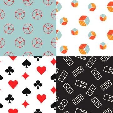 Board and card seamless pattern line icons vector background set. 스톡 일러스트