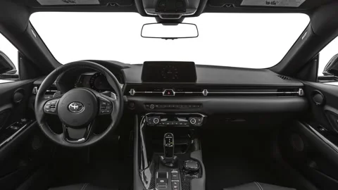 Board and steering wheel front view  2020 Toyota GR Supra 3.0 Premium coupe Stock Footage 160097510