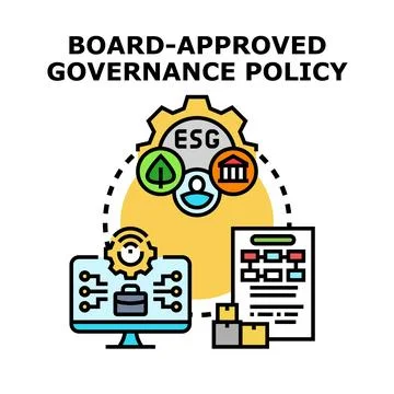 Board approved governance policy developing esg strategies Stock Illustration