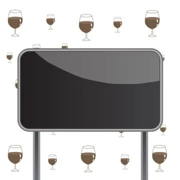 Board attached on the ground by two metallic poles. Colored rectangle shaped Illustrazione stock