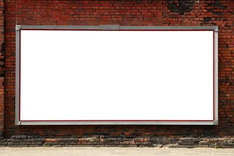 Board on brick wall Stock Photos