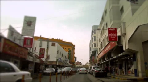 On Board Camera on a Car in Manama. Shawarma Street, Bahrain Video stock 60698322