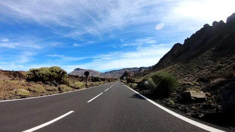 On-board camera on a car on the mountain road (TF21), Tenerife tof the mount Stock Footage 127227519