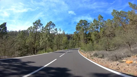 On-board camera on car on the mountain road (TF21), Tenerife, Spain, Canary Video stock 127230417