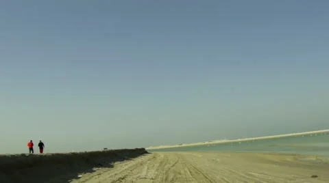 On Board Camera On A Car on the Sand Coast in Bahrain 01 Stock Footage 63172806