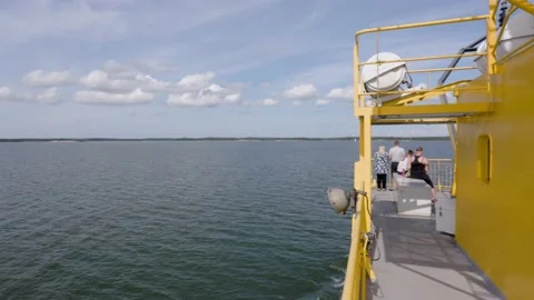 On board of the car ferry between Kustavi and Iniö in Finnish archipelago Stock Footage 158885980