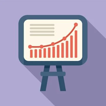 Board chart management icon flat vector. Digital process Stockillustratie