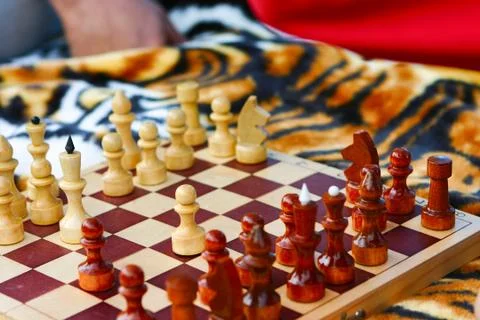 Board with chess pieces Stock Photos
