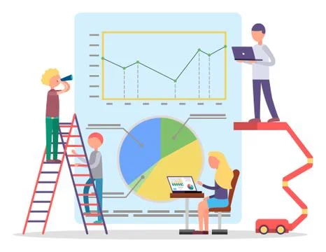Board with Data Chart and Diagram, Work on Project Stock Illustration